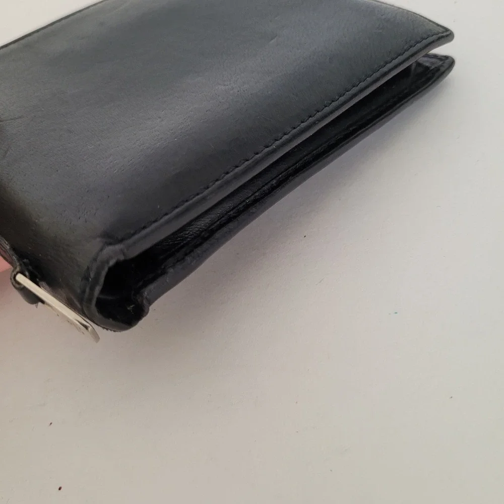 Gucci Mens Black Leather Bifold Wallet Silver Logo Tab 034-3761-1082 Made Italy